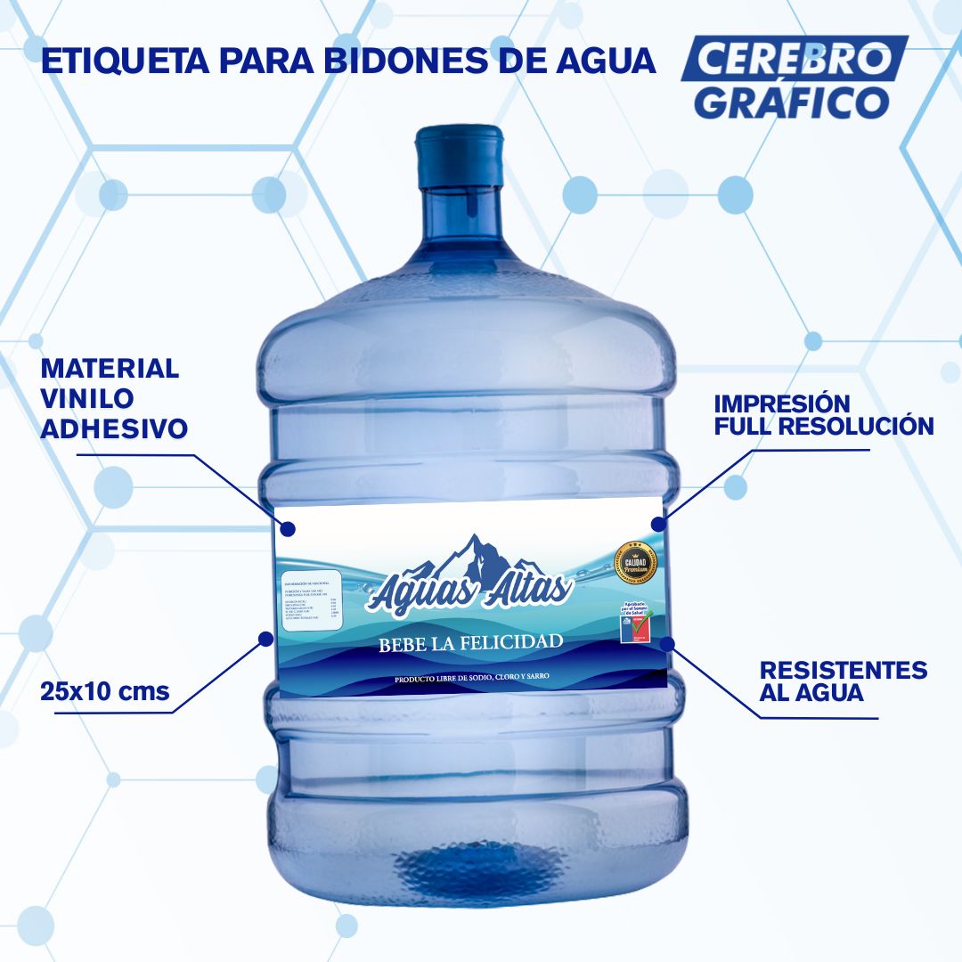 Etiquetas Adhesivas para Bidones de Agua - Personalizadas e Impermeables